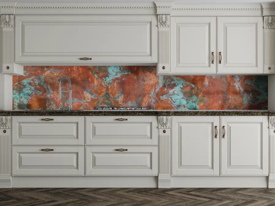 Aged Copper kitchen splashback