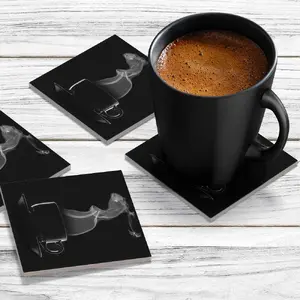 4 x Acrylic Coaster in Black Coffee Cup