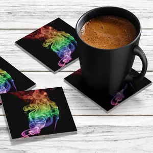 4 x Acrylic Coaster in Black Rainbow Smoke