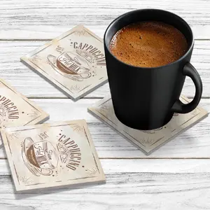 4 x Acrylic Coaster in Cappuccino Coffee Retro