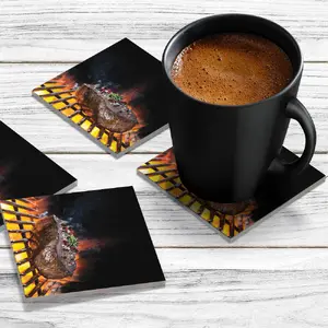 4 x Acrylic Coaster in Char-grilled Steak