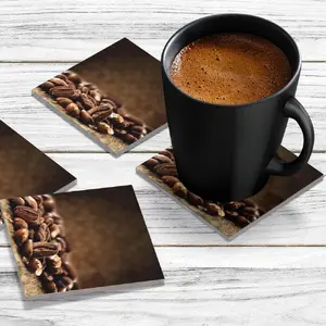 4 x Acrylic Coaster in Coffee Beans