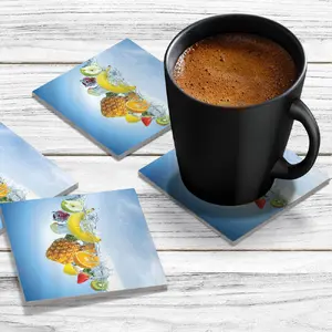 4 x Acrylic Coaster in Fresh Fruit In Water