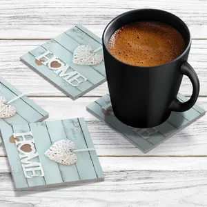 4 x Acrylic Coaster in Home Is Where The Heart Is