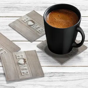 4 x Acrylic Coaster in Home and White Heart