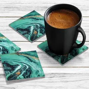 4 x Acrylic Coaster in Liquid Emerald