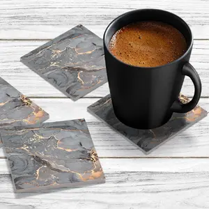 4 x Acrylic Coaster in Liquid Grey