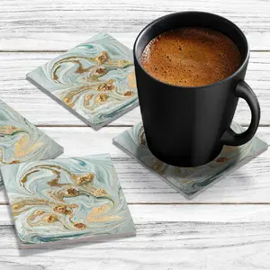 4 x Acrylic Coaster in Liquid Jade