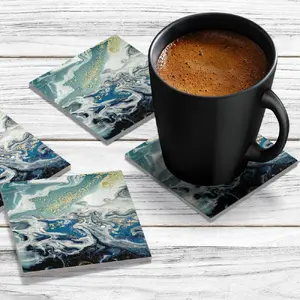 4 x Acrylic Coaster in Liquid Ocean