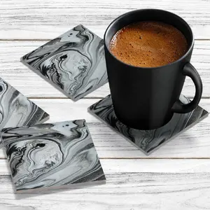 4 x Acrylic Coaster in Liquid Silver