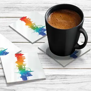 4 x Acrylic Coaster in London Fusion on White