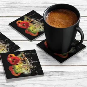 4 x Acrylic Coaster in Peppers In Water