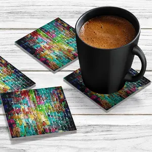 4 x Acrylic Coaster in Rainbow Brick Wall