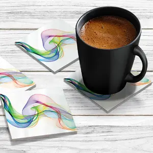 4 x Acrylic Coaster in Rainbow Wave