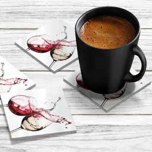 4 x Acrylic Coaster in Red and White Wine