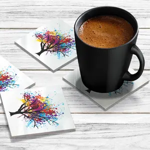 4 x Acrylic Coaster in Tree Splash