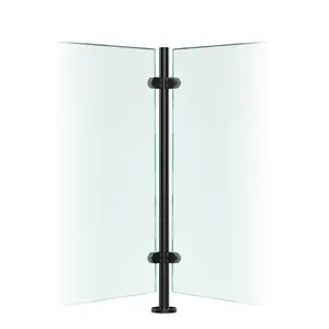 Premier Range Stainless Steel Glass Balustrade Black Corner Post (1100mm X 42.4mm X 2mm)