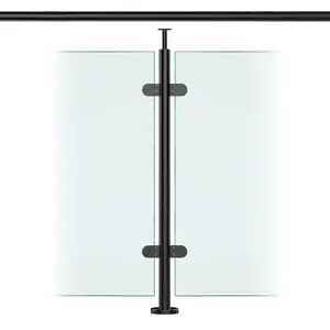 Premier Range Stainless Steel Glass Balustrade Black Mid Post for Rail (1100mm X 42.4mm X 2mm)