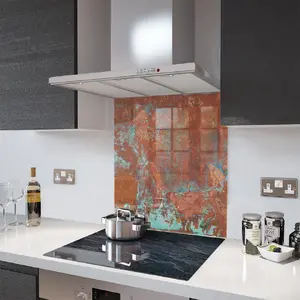 Lifestyle image of Glass Splashback in Aged Copper - 60cm Wide x 75cm High