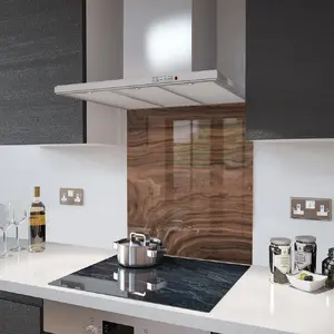 Lifestyle image of Glass Splashback in Black Walnut - 60cm Wide x 75cm High
