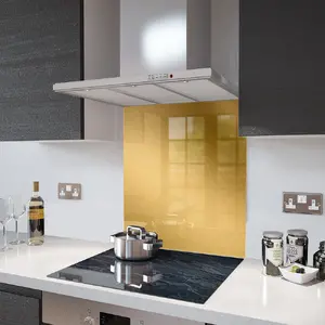 Lifestyle image of Glass Splashback in Brushed Gold - 60cm Wide x 75cm High
