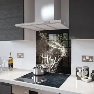 Lifestyle image of Glass Splashback in Champagne Toast - 60cm Wide x 75cm High