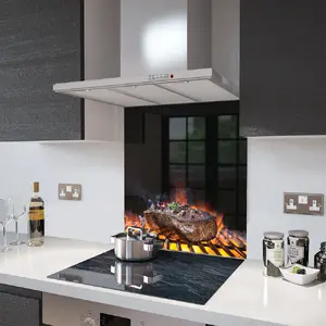 Lifestyle image of Glass Splashback in Char-grilled Steak - 60cm Wide x 75cm High