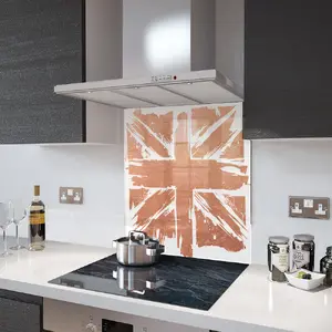 Lifestyle image of Glass Splashback in Copper Painted Union Jack - 60cm Wide x 75cm High