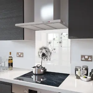 Lifestyle image of Glass Splashback in Dandelion White - 60cm Wide x 75cm High