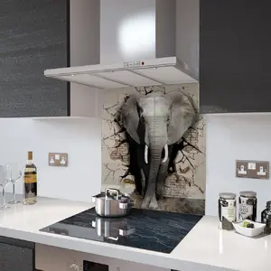 Lifestyle image of Glass Splashback in Elephant - 60cm Wide x 75cm High