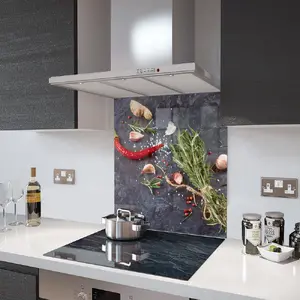 Lifestyle image of Glass Splashback in Herbs and Spices - 60cm Wide x 75cm High
