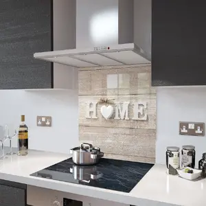 Lifestyle image of Glass Splashback in Home and White Heart - 60cm Wide x 75cm High