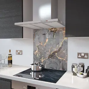 Lifestyle image of Glass Splashback in Liquid Grey - 60cm Wide x 75cm High
