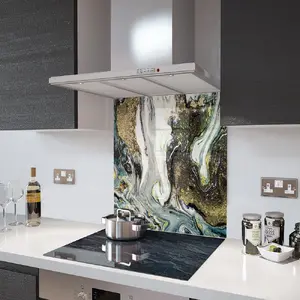 Lifestyle image of Glass Splashback in Liquid Space - 60cm Wide x 75cm High