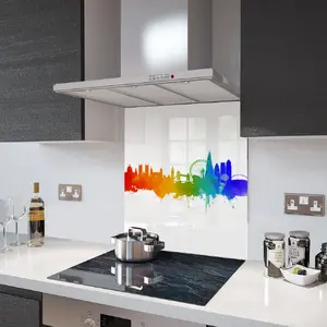 Lifestyle image of Glass Splashback in London Fusion on White - 60cm Wide x 75cm High