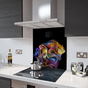 Lifestyle image of Glass Splashback in Rainbow Faces - 60cm Wide x 75cm High
