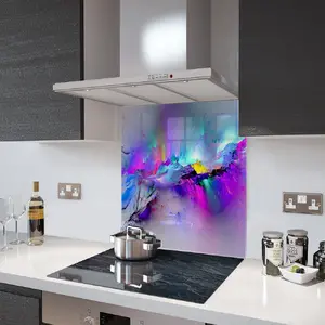 Lifestyle image of Glass Splashback in Rainbow Rain Mountain - 60cm Wide x 75cm High