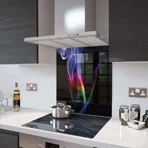 Lifestyle image of Glass Splashback in Rainbow Smoke - 60cm Wide x 75cm High