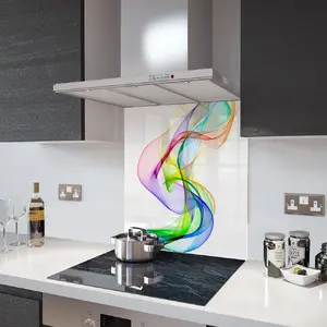 Lifestyle image of Glass Splashback in Rainbow Wave - 60cm Wide x 75cm High
