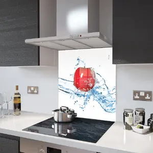 Lifestyle image of Glass Splashback in Red Apple Splash - 60cm Wide x 75cm High