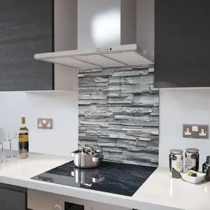 Lifestyle image of Glass Splashback in Slate Wall - 60cm Wide x 75cm High