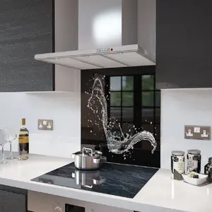 Lifestyle image of Glass Splashback in Splash On Black - 60cm Wide x 75cm High