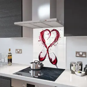 Lifestyle image of Glass Splashback in Wine Splash Heart - 60cm Wide x 75cm High