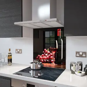 Lifestyle image of Glass Splashback in Wine and Grapes - 60cm Wide x 75cm High