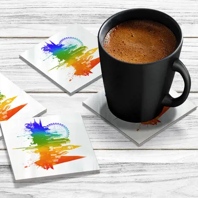 4 x Acrylic Coaster in 'Pride' London on White