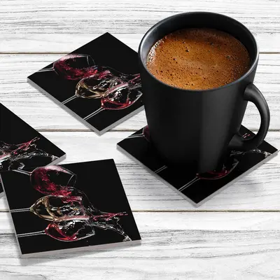 4 x Acrylic Coaster in 3 Glasses Of Wine