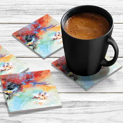 4 x Acrylic Coaster in Abstract Sky