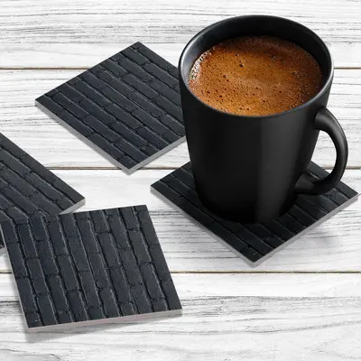 4 x Acrylic Coaster in Black Brick