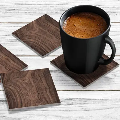 4 x Acrylic Coaster in Black Walnut