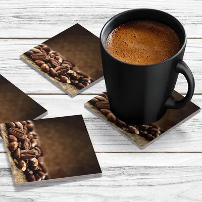 4 x Acrylic Coaster in Coffee Beans